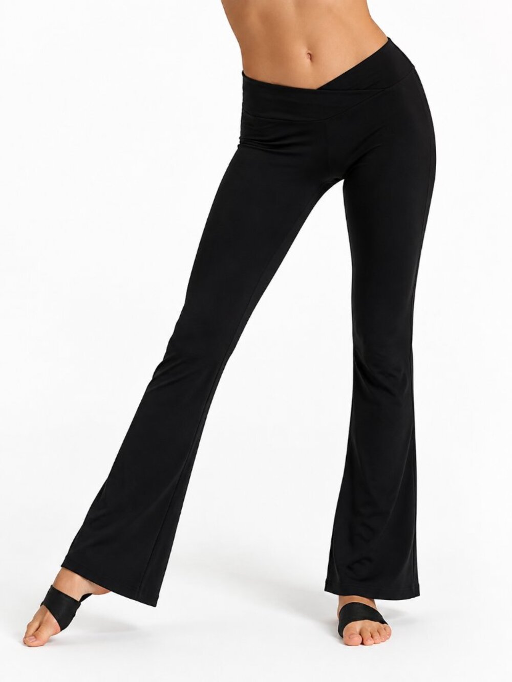 2/$30 Capezio Ponte Jazz Pant Asymmetric Pullon Flare Leg Black Small #A3516